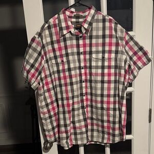 The Foundry Supply Co. Pink and Gray Plaid Button Down Shirt